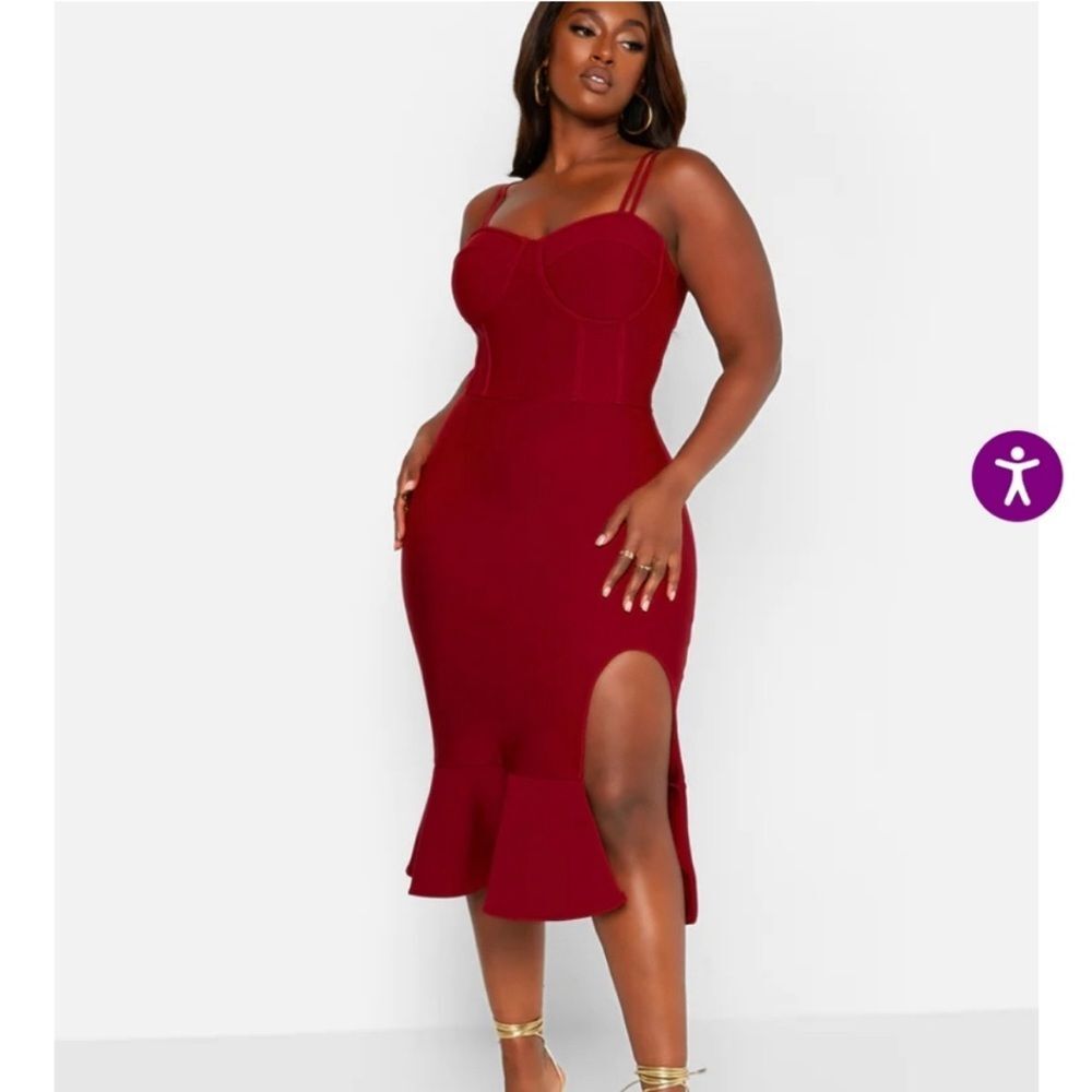 Rebdolls Femme and Fierce Peplum Bandage Midi Dress Size 4x NWT